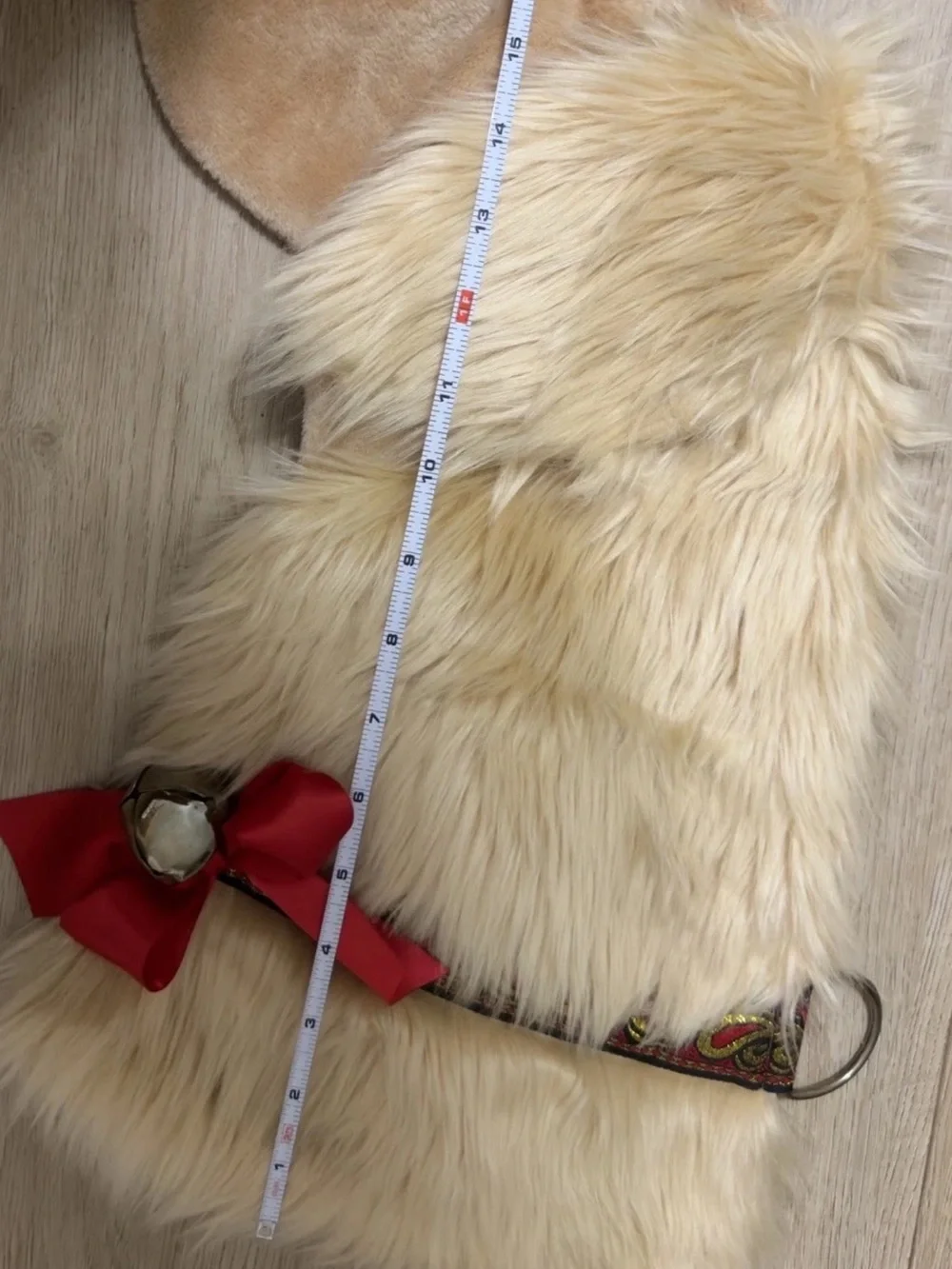 Golden Retriever Faux Fur Christmas Holiday Plush Stocking Jingle Bell